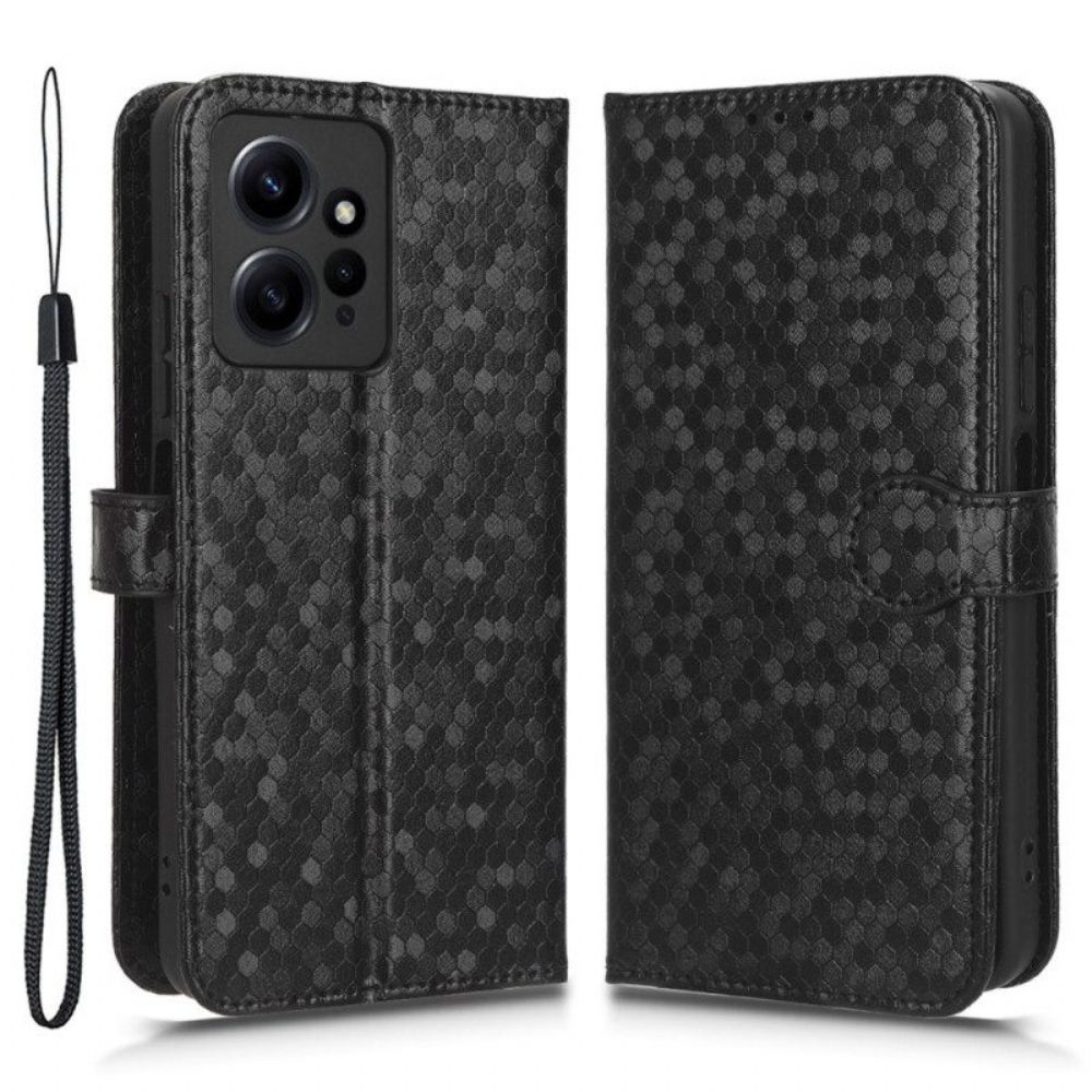 Flip Case Für Xiaomi Redmi Note 12 4G Mit Kordel 3d-riemchendesign