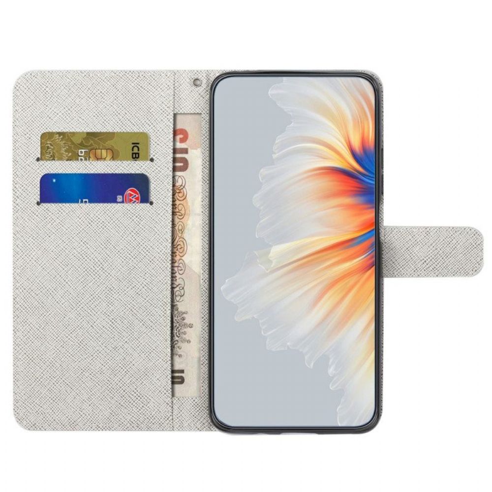 Flip Case Für Xiaomi Redmi Note 12 4G Mit Kordel Mondriemenblumen