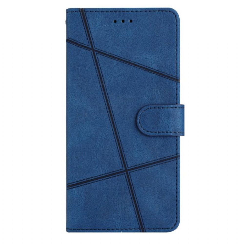 Flip Case Für Xiaomi Redmi Note 12 4G Mit Kordel Riemchen-geometrisch