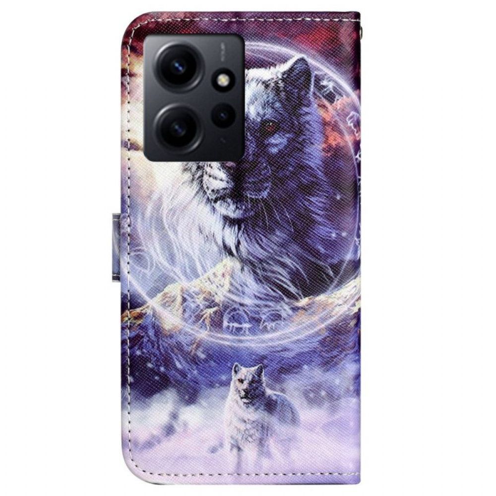 Flip Case Für Xiaomi Redmi Note 12 4G Mit Kordel Riemchenschneewolf