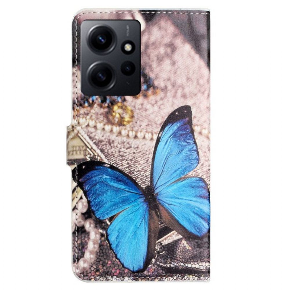 Lederhüllen Für Xiaomi Redmi Note 12 4G Blauer Schmetterling