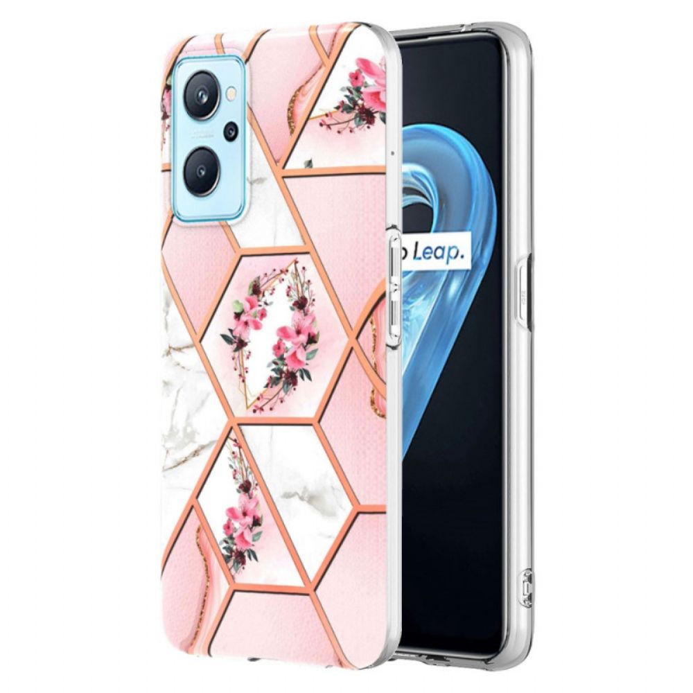 Hülle Für Realme 9i Geometrischer Marmor Und Blumen