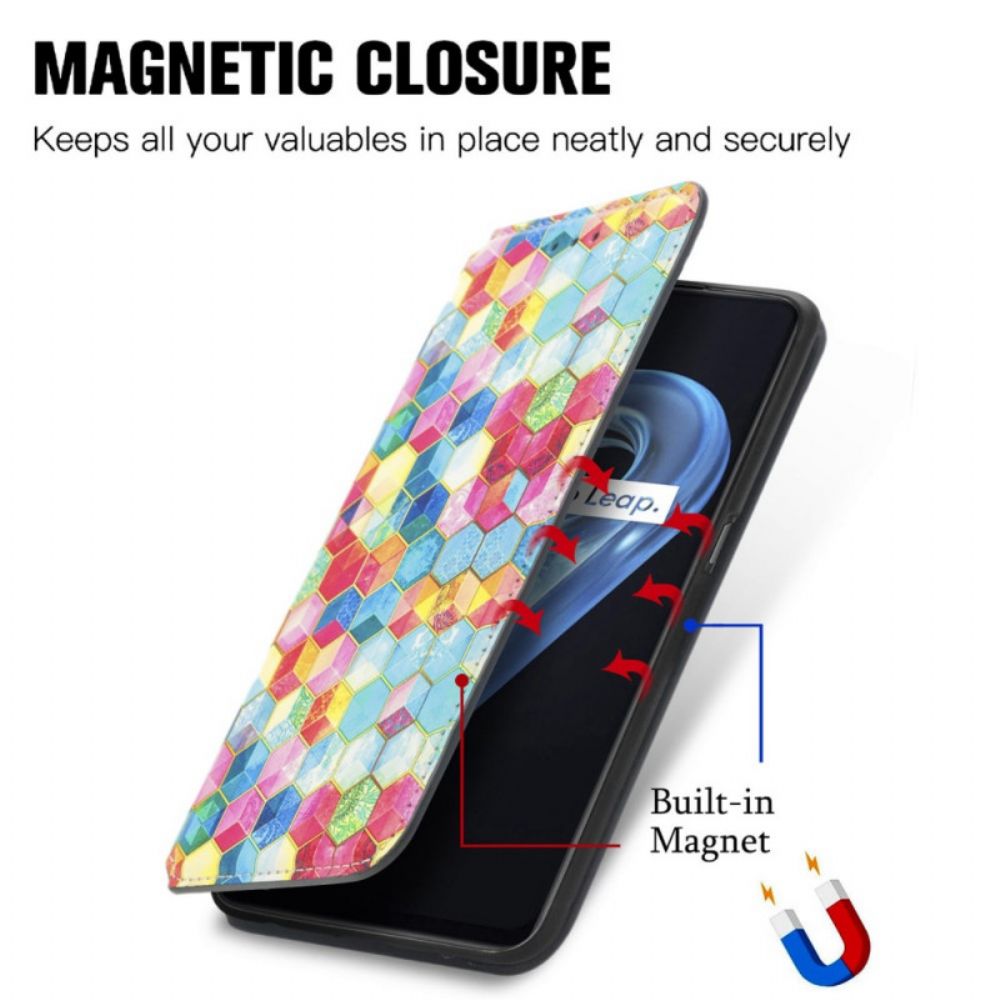 Schutzhülle Für Realme 9i Flip Case Caseoo Buntes Geometrisches Muster