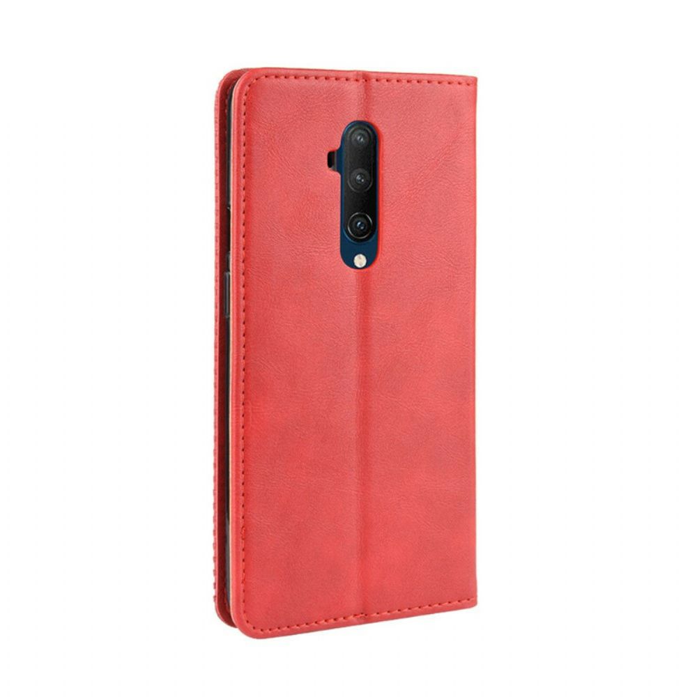 Schutzhülle Für OnePlus 7T Pro Flip Case Stilisierter Vintage-ledereffekt