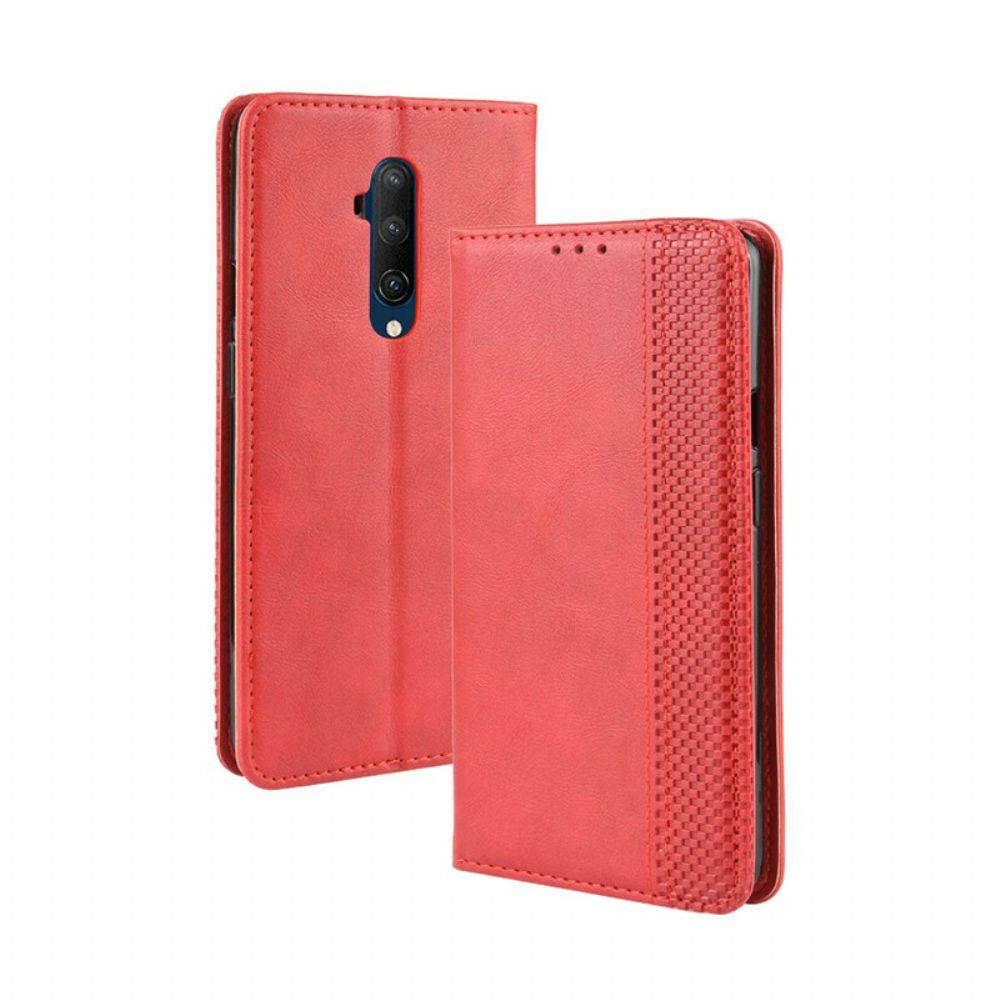 Schutzhülle Für OnePlus 7T Pro Flip Case Stilisierter Vintage-ledereffekt