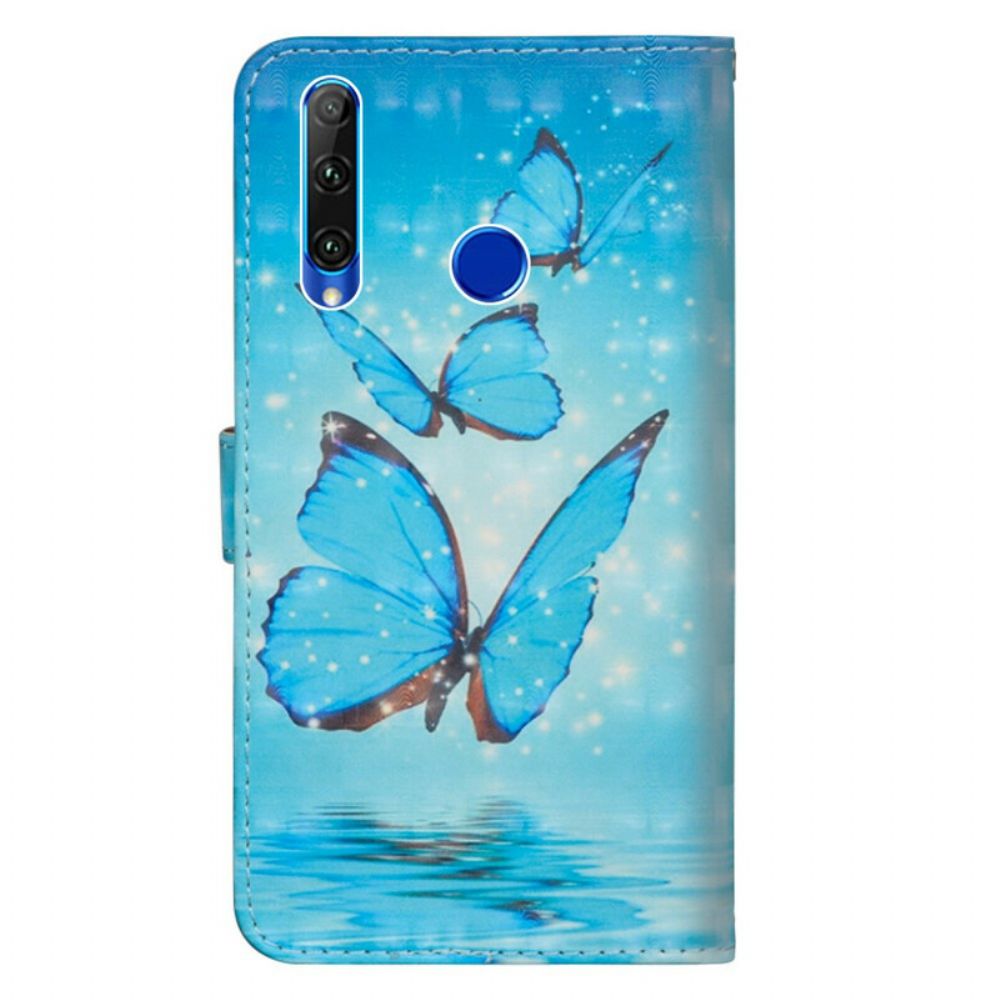 Flip Case Für Honor 20 Lite / 20e Fliegende Blaue Schmetterlinge