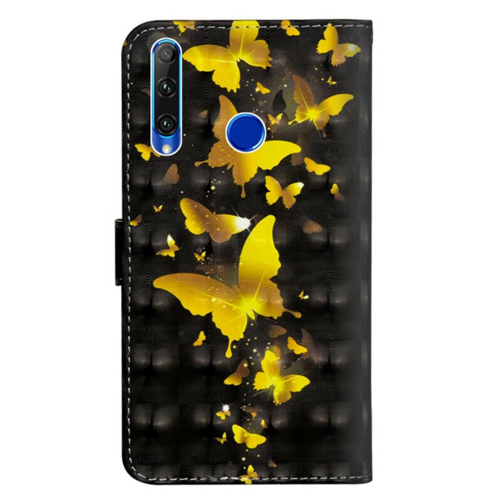 Flip Case Für Honor 20 Lite / 20e Gelbe Schmetterlinge