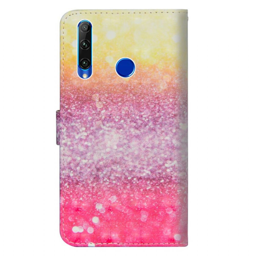 Flip Case Für Honor 20 Lite / 20e Magentafarbener Glitzerverlauf