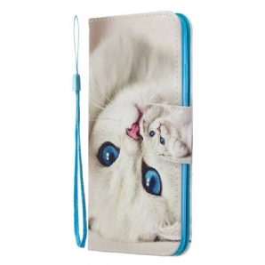 Flip Case Für Honor 20 Lite / 20e Mit Kordel Tanga Blauäugige Katze