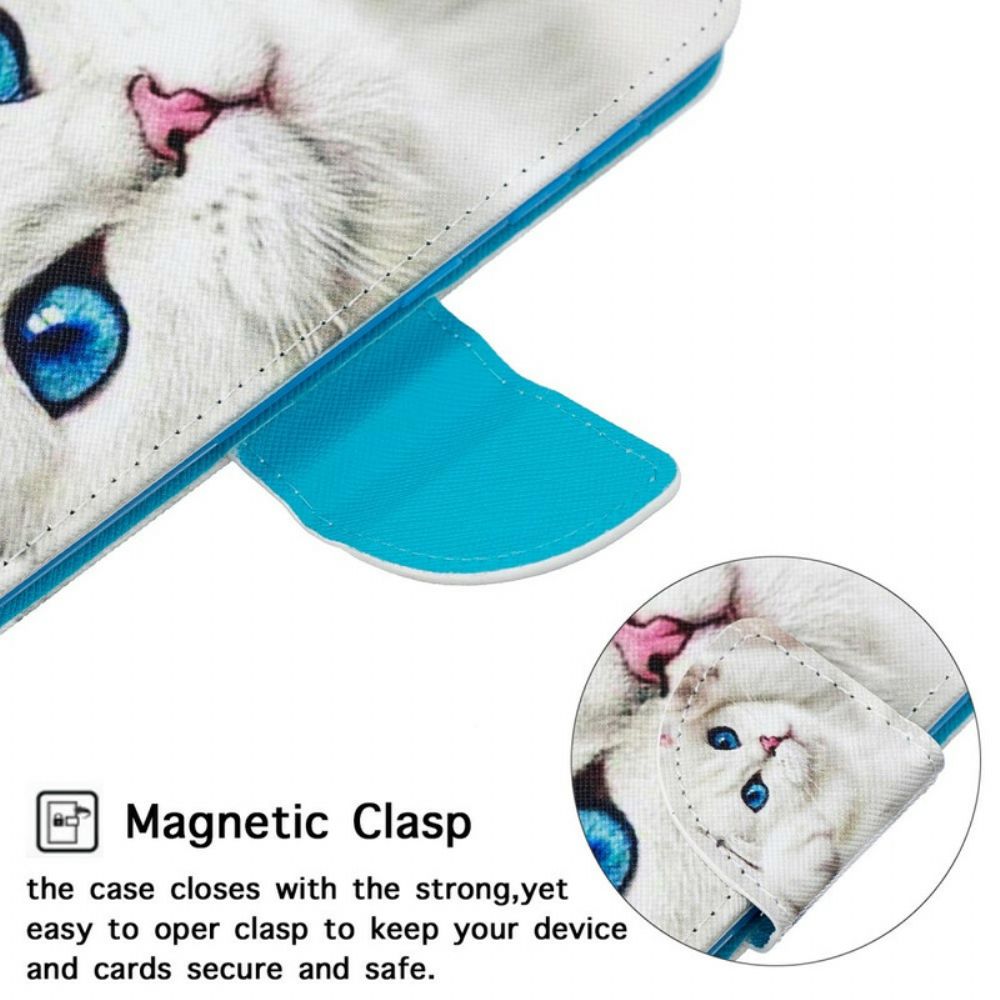 Flip Case Für Honor 20 Lite / 20e Mit Kordel Tanga Blauäugige Katze