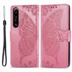 Flip Case Für Sony Xperia 1 III Halbe Schmetterlinge