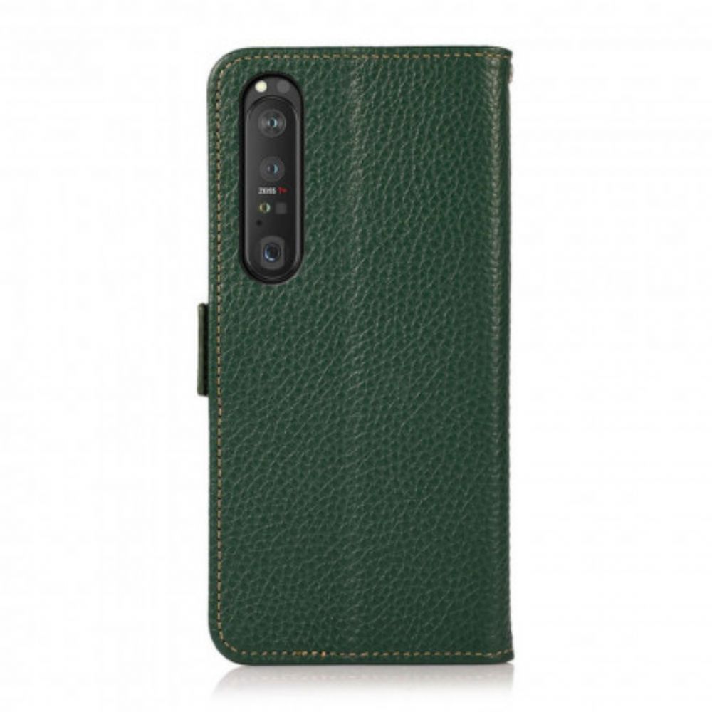 Flip Case Für Sony Xperia 1 III Litschi-leder Khazneh Rfid