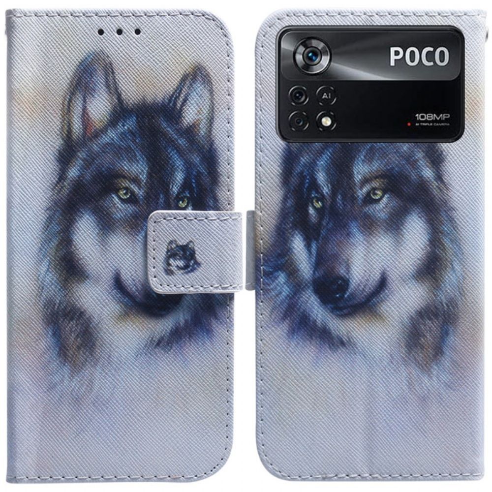 Flip Case Für Poco X4 Pro 5G Aquarell Hund