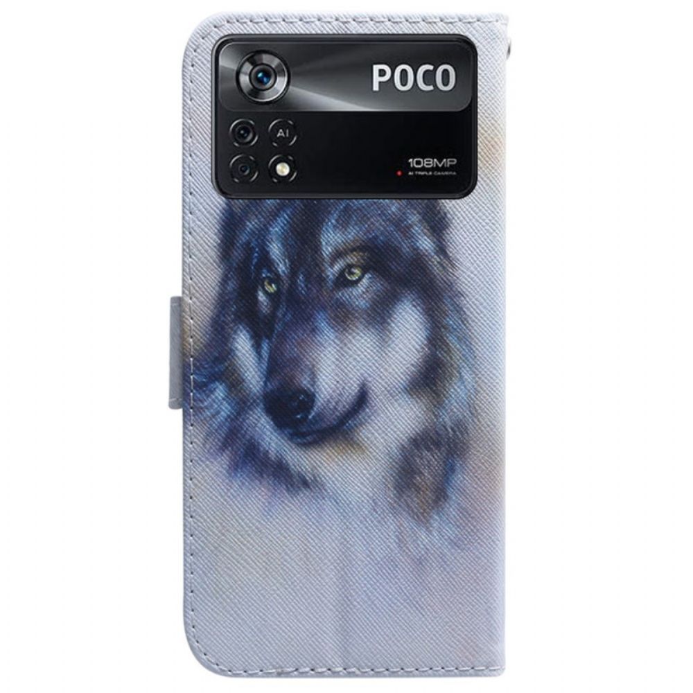 Flip Case Für Poco X4 Pro 5G Aquarell Hund