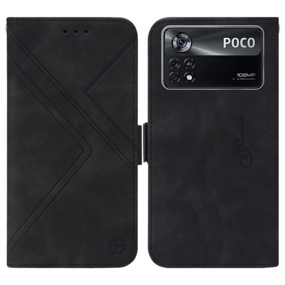 Flip Case Für Poco X4 Pro 5G Diskretes Rfid-muster