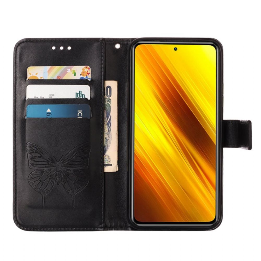 Flip Case Für Poco X4 Pro 5G Mit Kordel Barockriemen Schmetterling