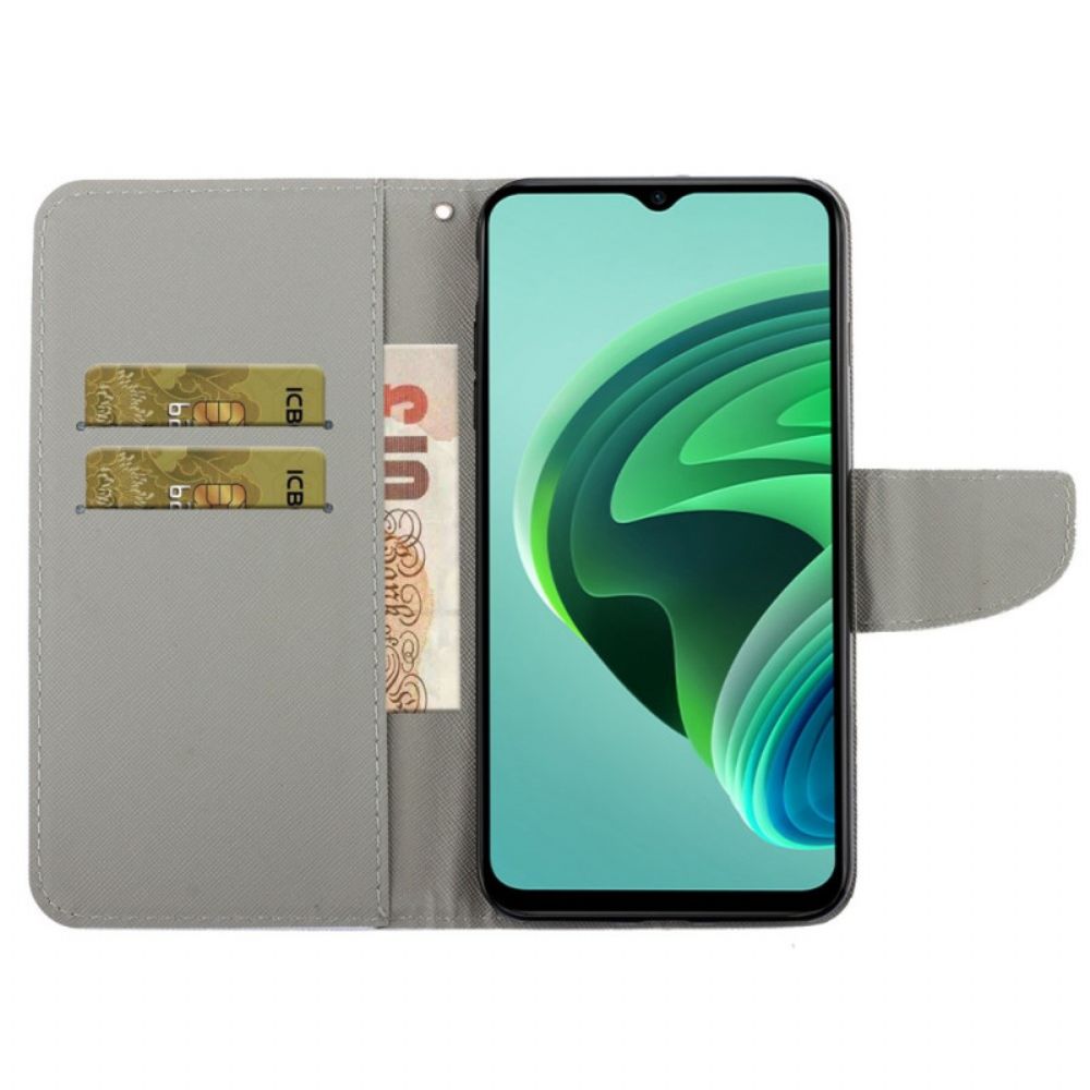 Flip Case Für Poco X4 Pro 5G Mit Kordel Blumige Riemchen-fantasie