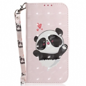 Flip Case Für Poco X4 Pro 5G Mit Kordel Kleiner Panda Mit Riemen