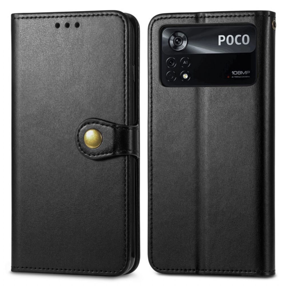 Flip Case Für Poco X4 Pro 5G Mit Kordel Magnetbandknopf