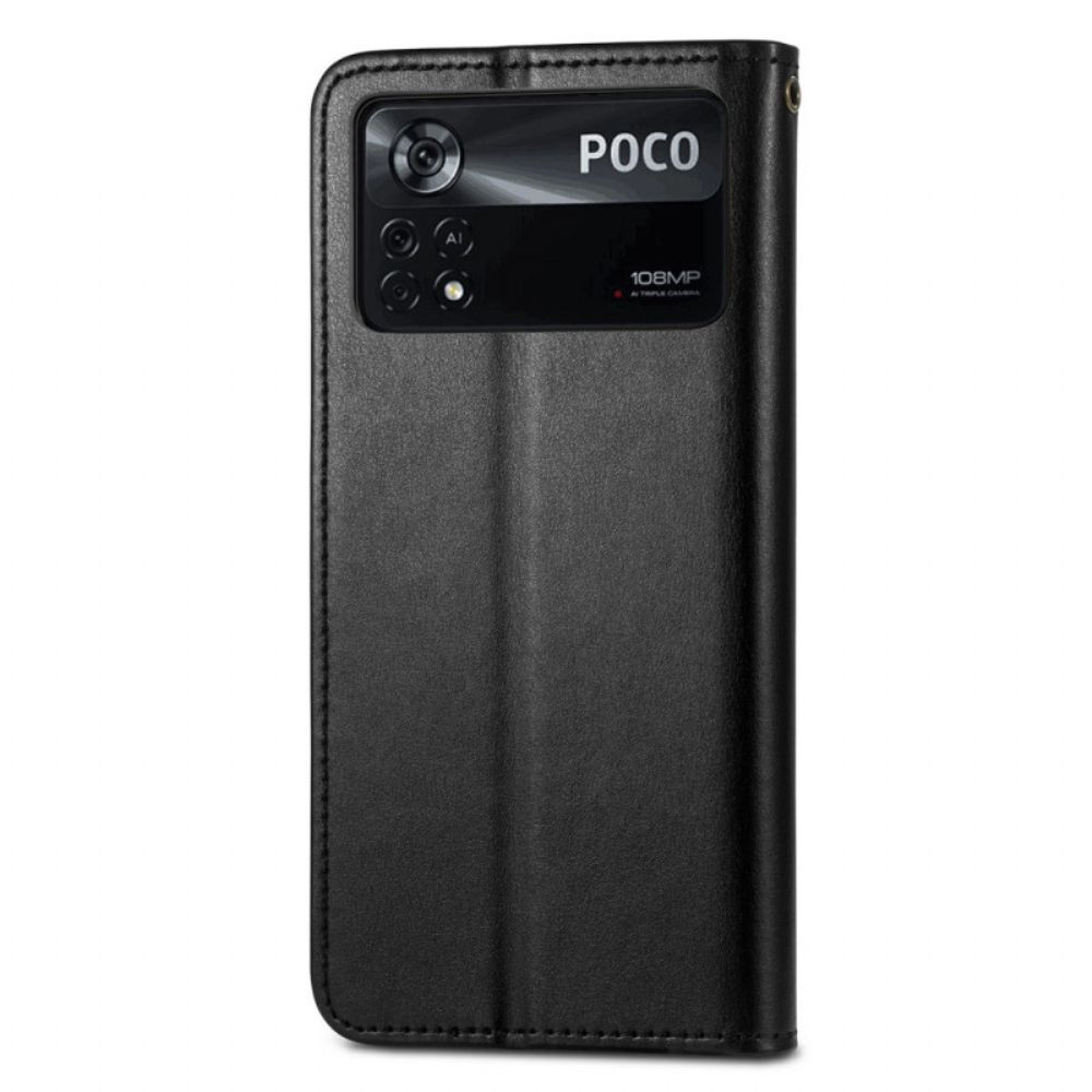 Flip Case Für Poco X4 Pro 5G Mit Kordel Magnetbandknopf