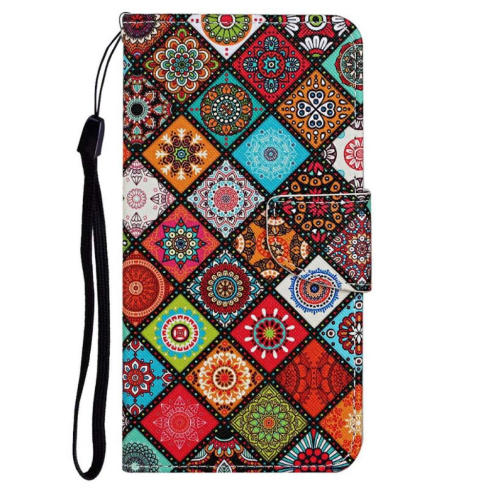 Flip Case Für Poco X4 Pro 5G Mit Kordel Strap Patchwork