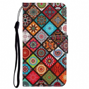 Flip Case Für Poco X4 Pro 5G Mit Kordel Strap Patchwork