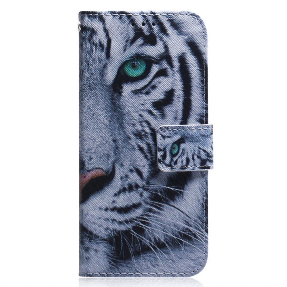 Flip Case Für Poco X4 Pro 5G Weißer Tiger