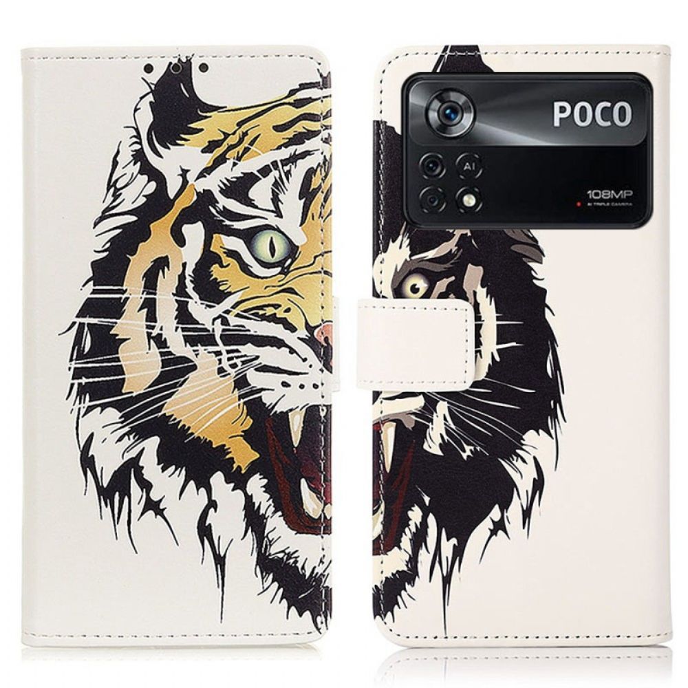 Flip Case Für Poco X4 Pro 5G Wilder Tiger