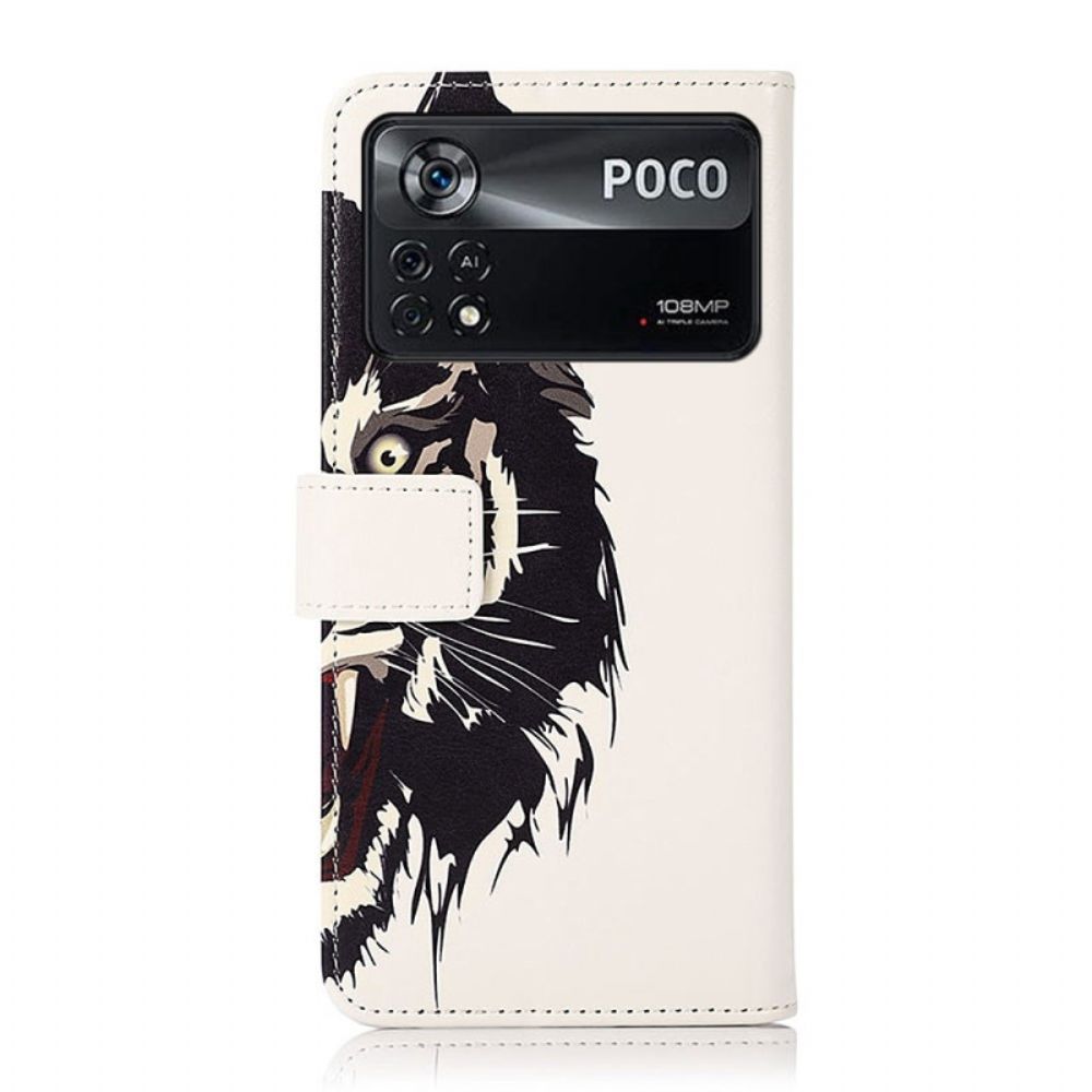 Flip Case Für Poco X4 Pro 5G Wilder Tiger