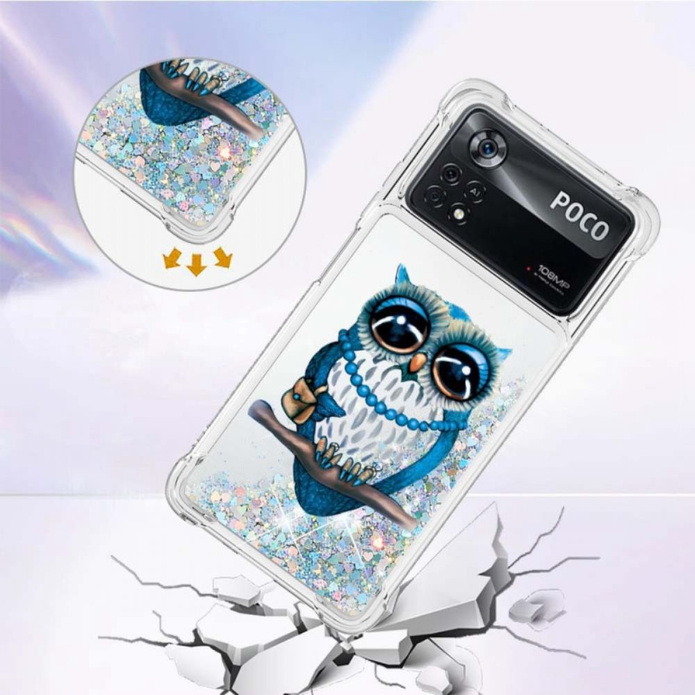 Handyhülle Für Poco X4 Pro 5G Frau Glitter Eule