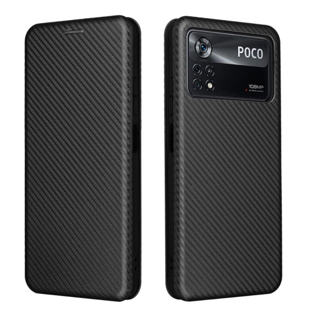 Schutzhülle Für Poco X4 Pro 5G Flip Case Farbige Karbonfaser