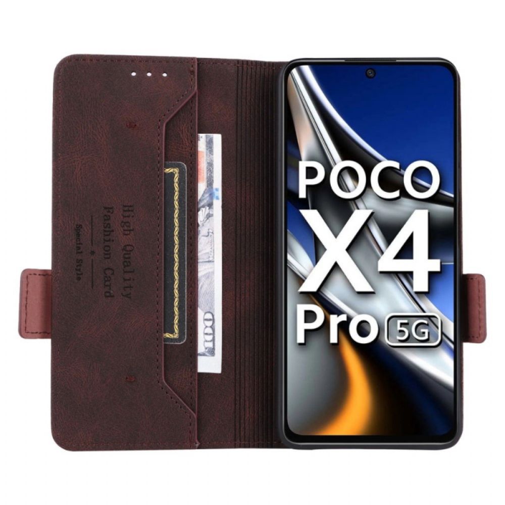 Schutzhülle Für Poco X4 Pro 5G Flip Case Gestylter Ledereffekt