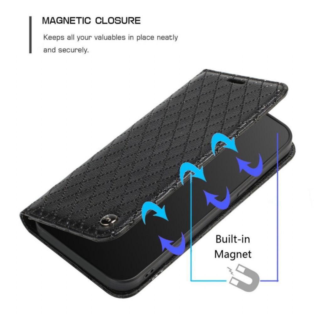 Schutzhülle Für Poco X4 Pro 5G Flip Case Rhombus Litschi Kunstleder