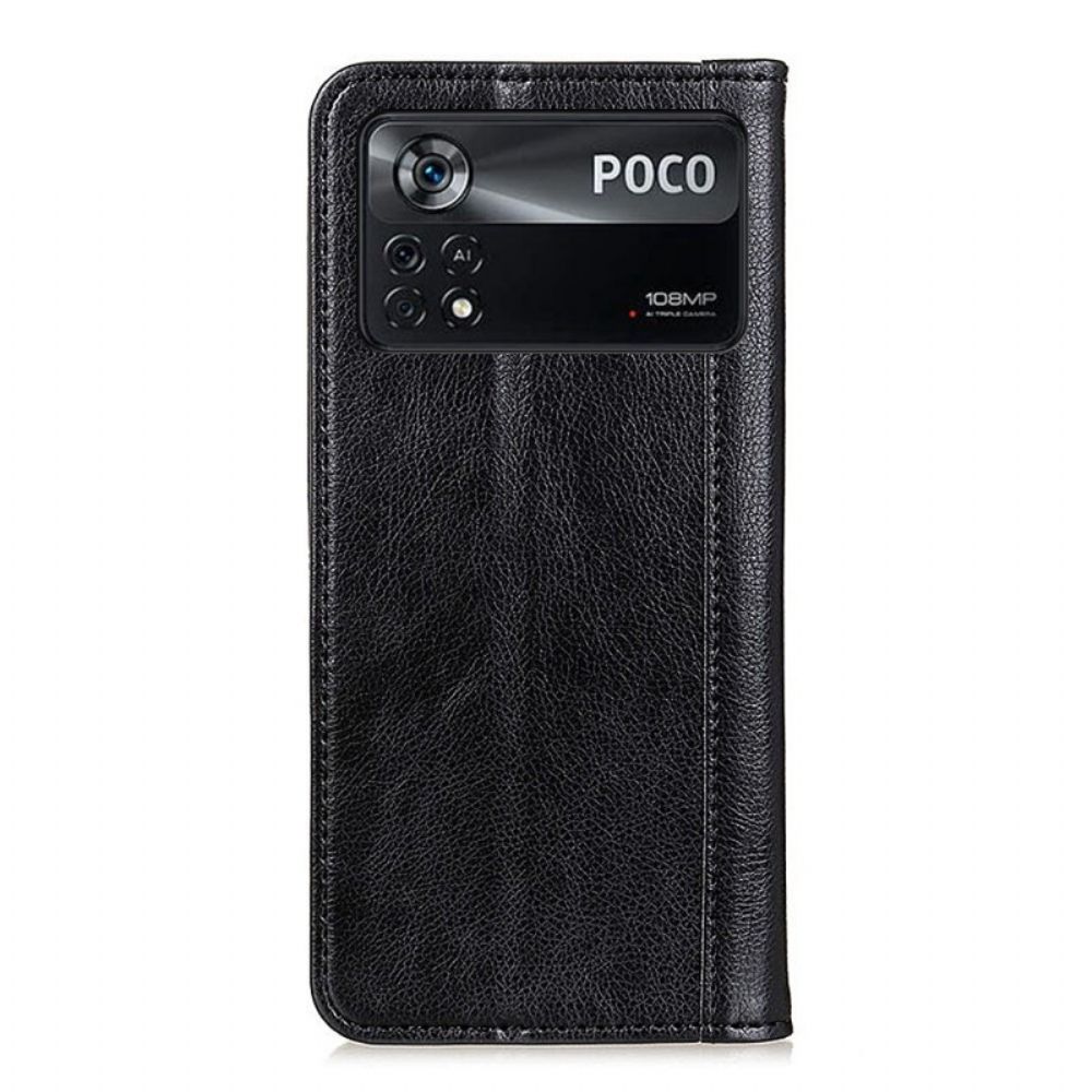 Schutzhülle Für Poco X4 Pro 5G Flip Case Spaltleder