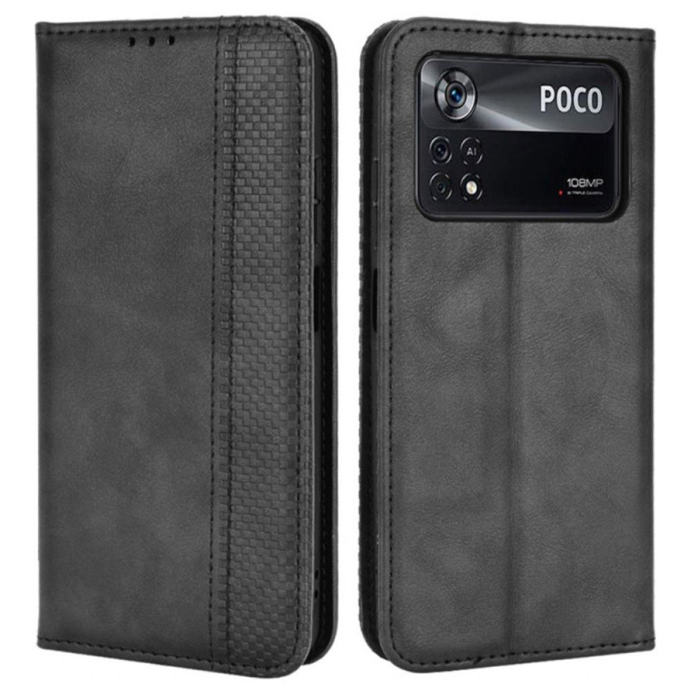 Schutzhülle Für Poco X4 Pro 5G Flip Case Vintage-leder-effekt