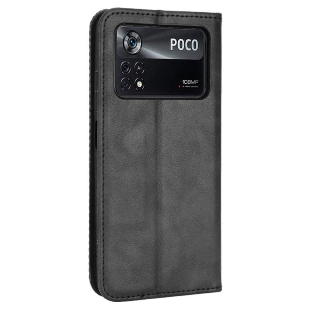 Schutzhülle Für Poco X4 Pro 5G Flip Case Vintage-leder-effekt