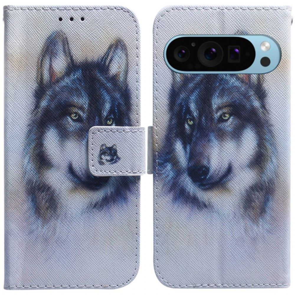 Lederhüllen Für Google Pixel 9 Aquarell Wolf