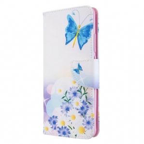 Flip Case Für Xiaomi Mi Note 10 / 10 Pro Gemalte Schmetterlinge Und Blumen