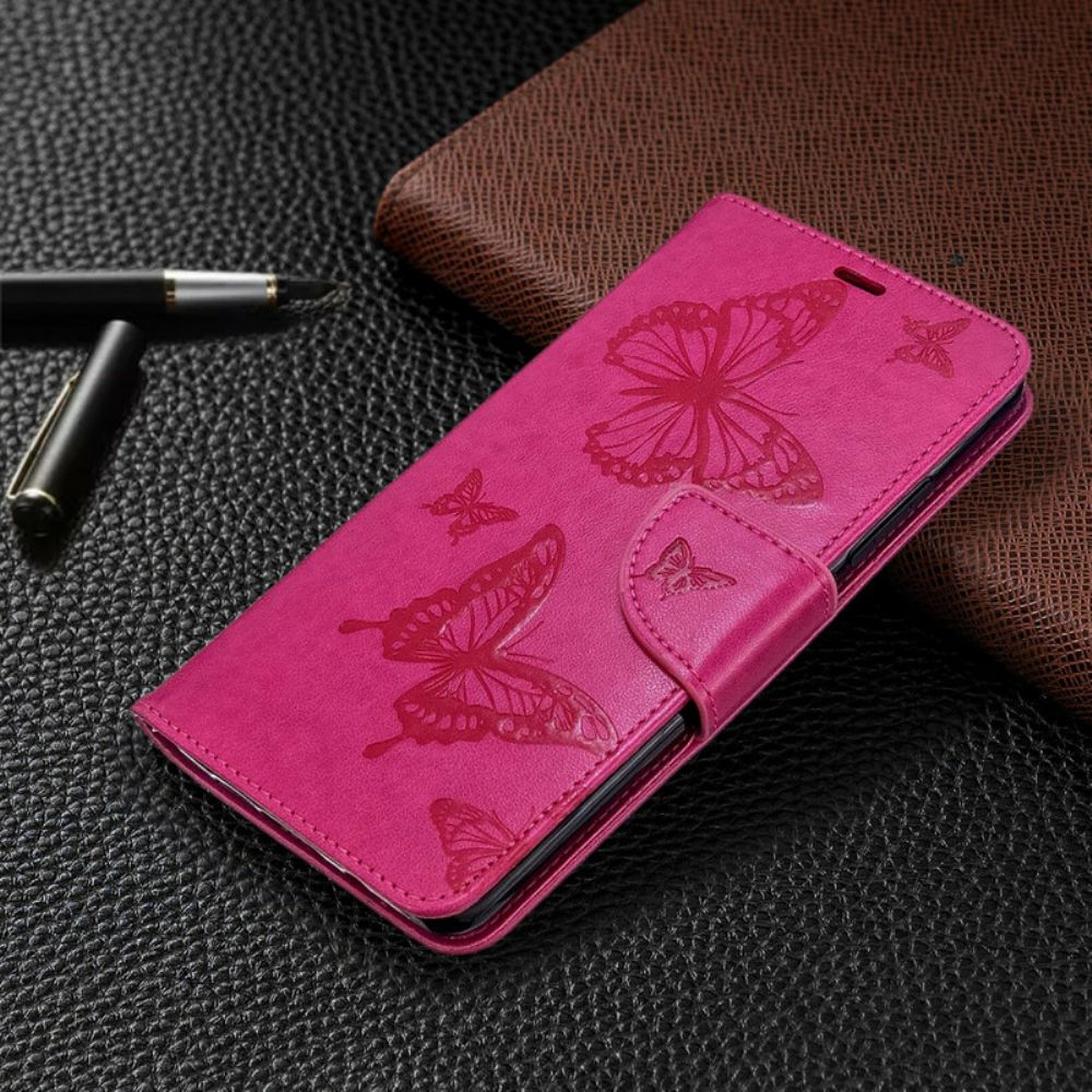 Flip Case Für Xiaomi Mi Note 10 / 10 Pro Mit Kordel Schmetterlinge Bedruckter Riemen