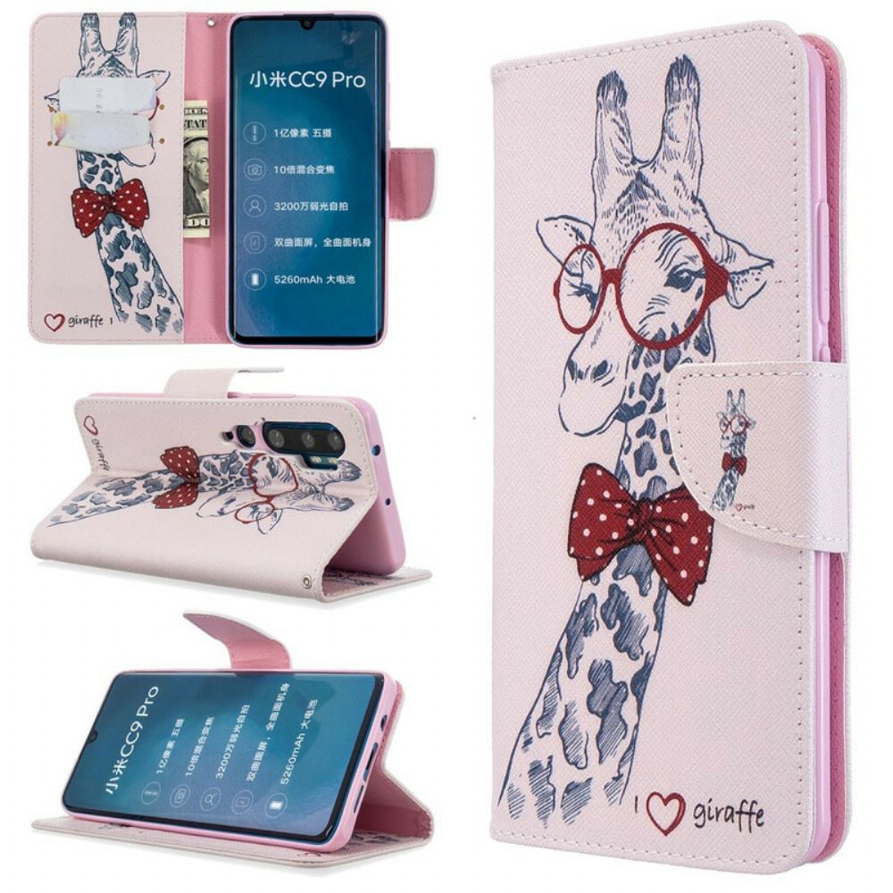 Flip Case Für Xiaomi Mi Note 10 / 10 Pro Nerdige Giraffe