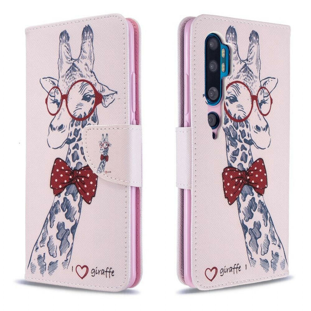 Flip Case Für Xiaomi Mi Note 10 / 10 Pro Nerdige Giraffe