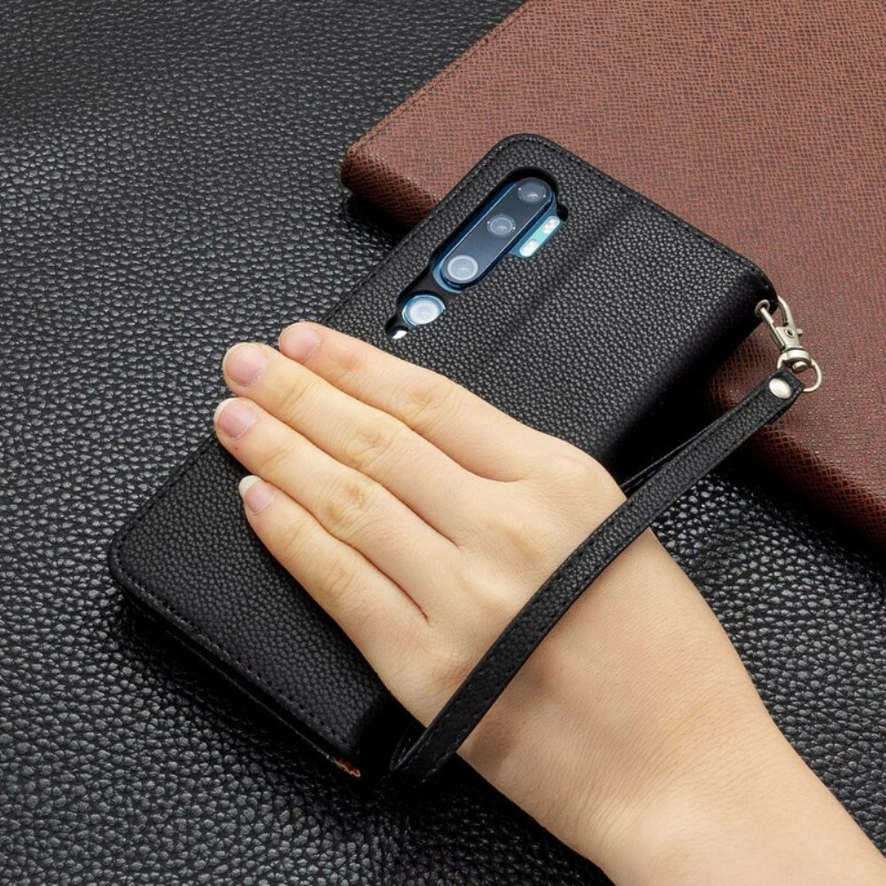 Lederhüllen Für Xiaomi Mi Note 10 / 10 Pro Mit Kordel Buntes Armband Mit Litschi-ledereffekt