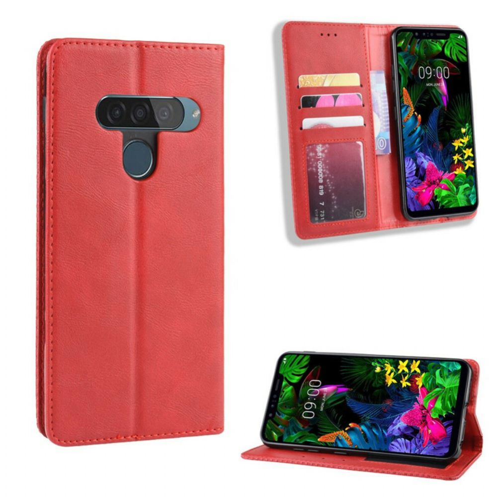 Schutzhülle Für LG G8S ThinQ Flip Case Gestylter Vintage-leder-effekt