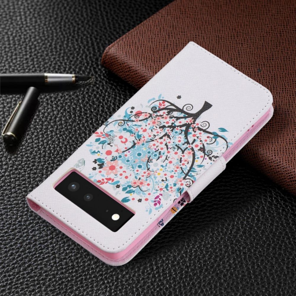 Flip Case Für Google Pixel 6 Blumiger Baum