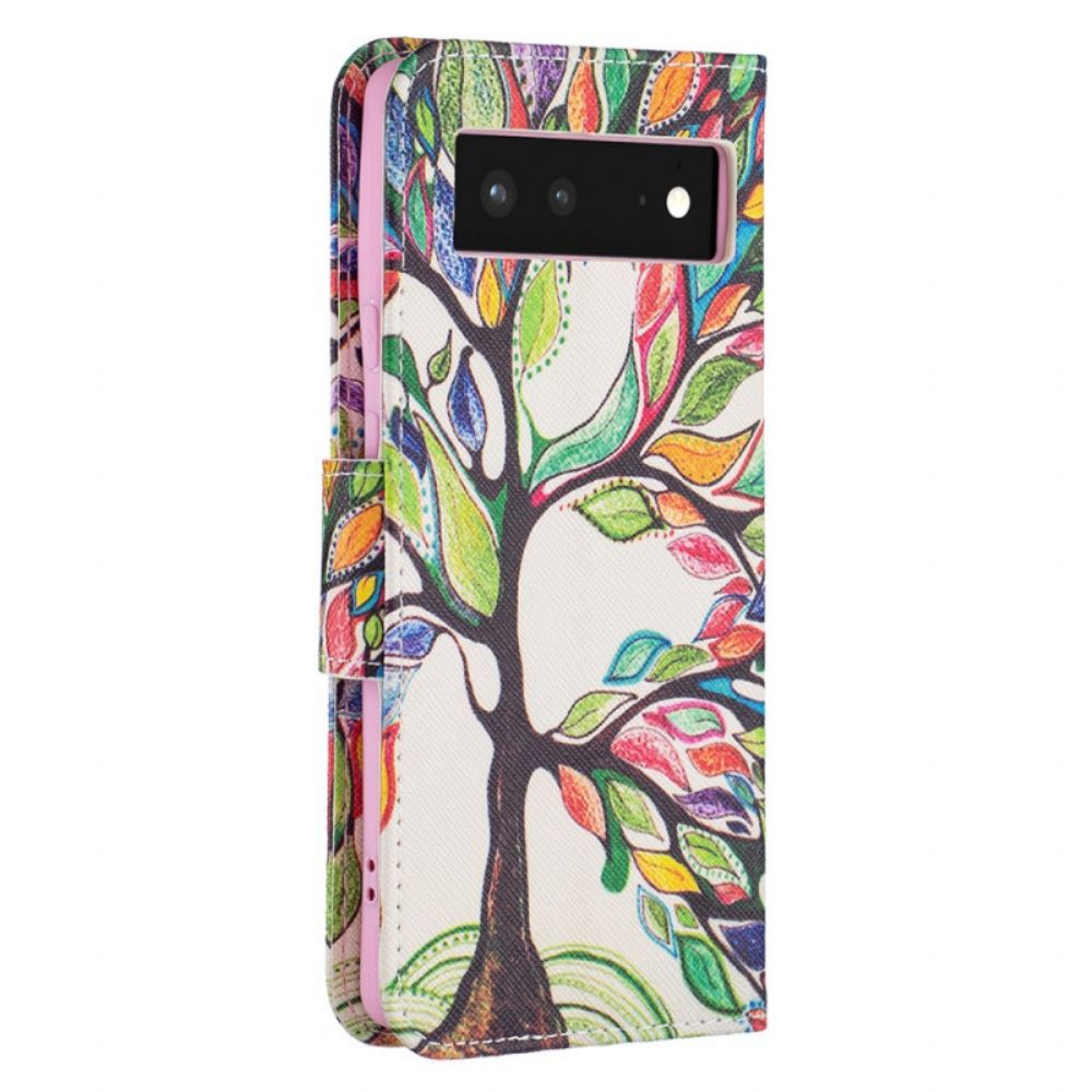 Flip Case Für Google Pixel 6 Farbiger Baum