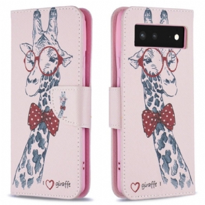 Flip Case Für Google Pixel 6 Nerdige Giraffe