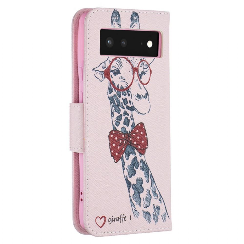 Flip Case Für Google Pixel 6 Nerdige Giraffe