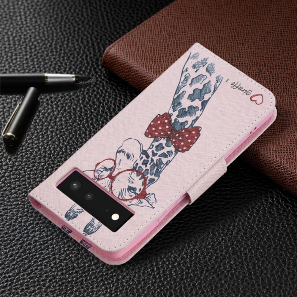 Flip Case Für Google Pixel 6 Nerdige Giraffe