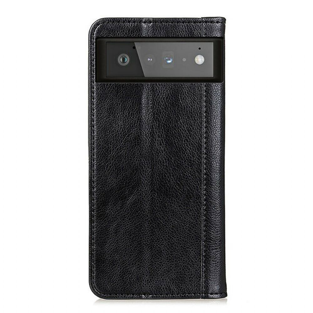 Schutzhülle Für Google Pixel 6 Flip Case Spaltleder Farbige Ausführung