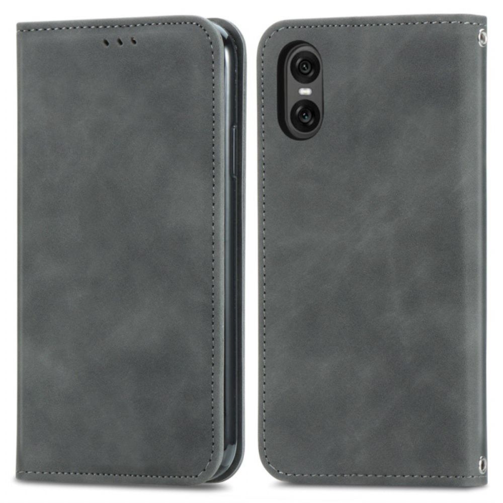 Flip Case Sony Xperia 10 Vi Handyhülle Wildledereffekt